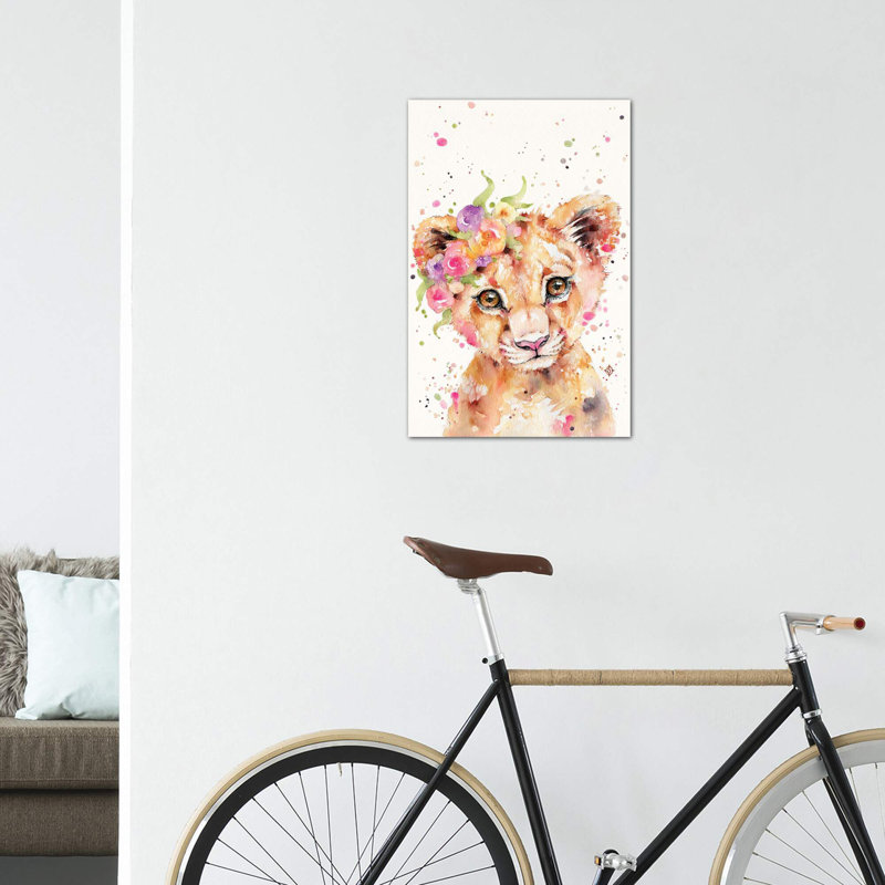 «Little Lioness» par Sillier Than Sally - reproduction d'art, Pas de tapis, Toile tendue, H 18 po x l 12 po x 1,5 po