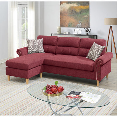Canapé modulaire réversible en velours rouge paprika