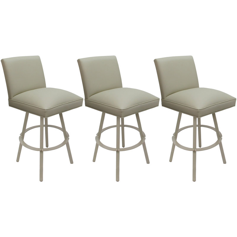 Ensemble de 3 tabourets pivotants en métal de 34 po, Siège beige / cadre beige