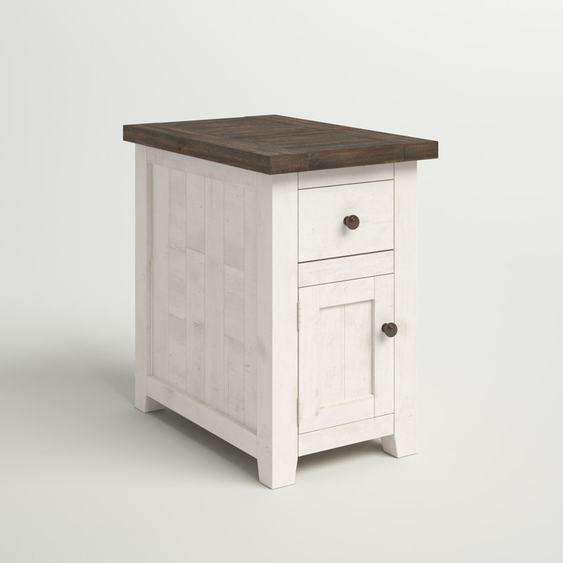Hemsworth Solid Wood End Table with Storage, White