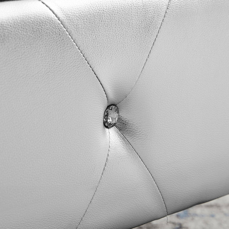 Silver PU Upholstered Storage Bench with Padded Seat