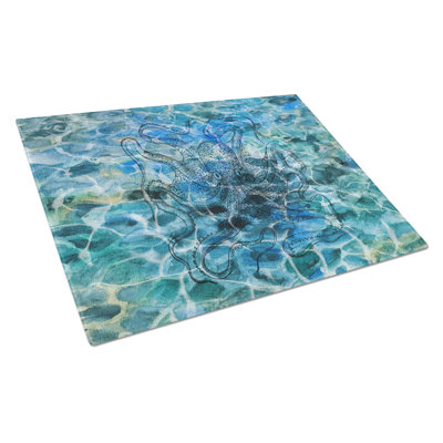 Caroline's Treasures Under Water Glass Octopus Cutting Board