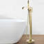 Robinet de baignoire autoportant à poignée simple avec garniture de baignoire au pied avec douche à main au fini or brossé