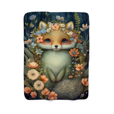 Couverture souple en sherpa de qualité supérieure Soft Forest Animal Fox