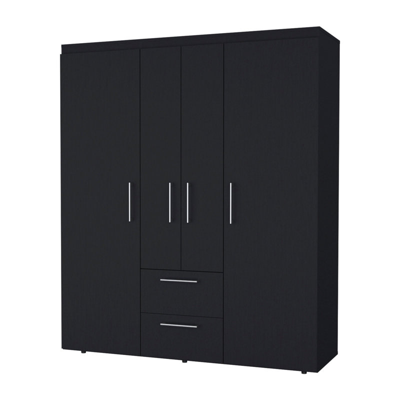 Commode combinée 59 po à deux tiroirs noirs