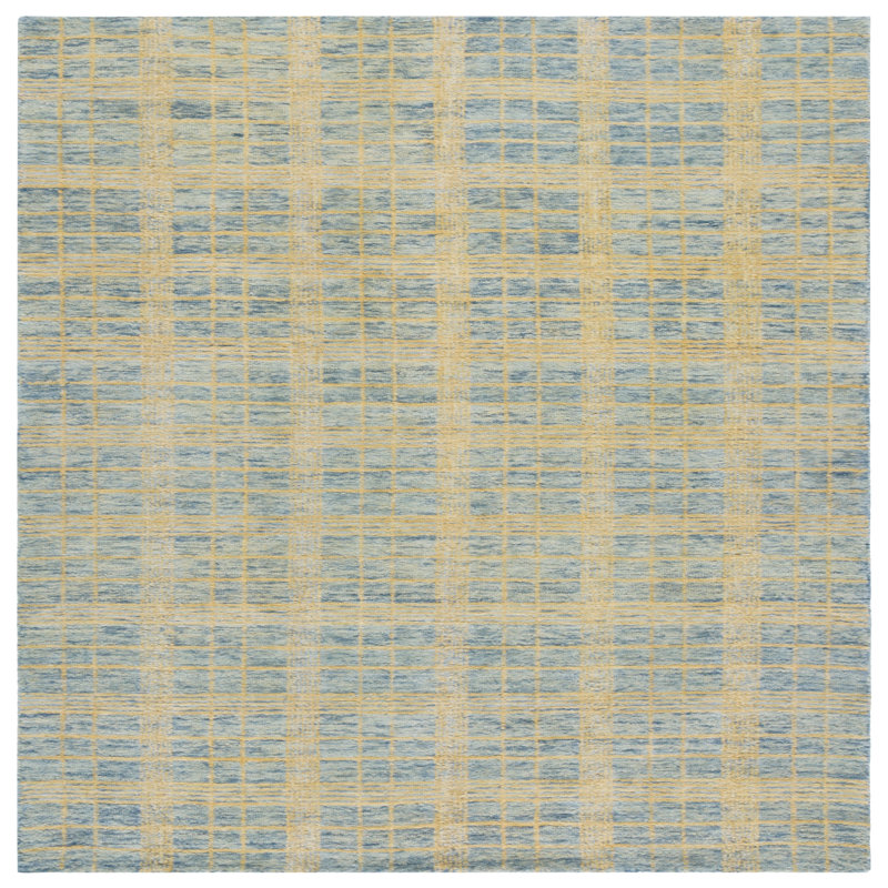Genre Hand Tufted Wool;Cotton Plaid Rug, Square 6'