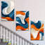 «Bold Blue Orange Abstract», reproduction sur toile 3 pièces - Un espace de vie élégant-1679550023