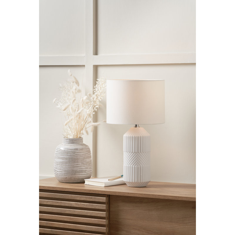Izayah Ceramic Table Lamp, 60 W, White