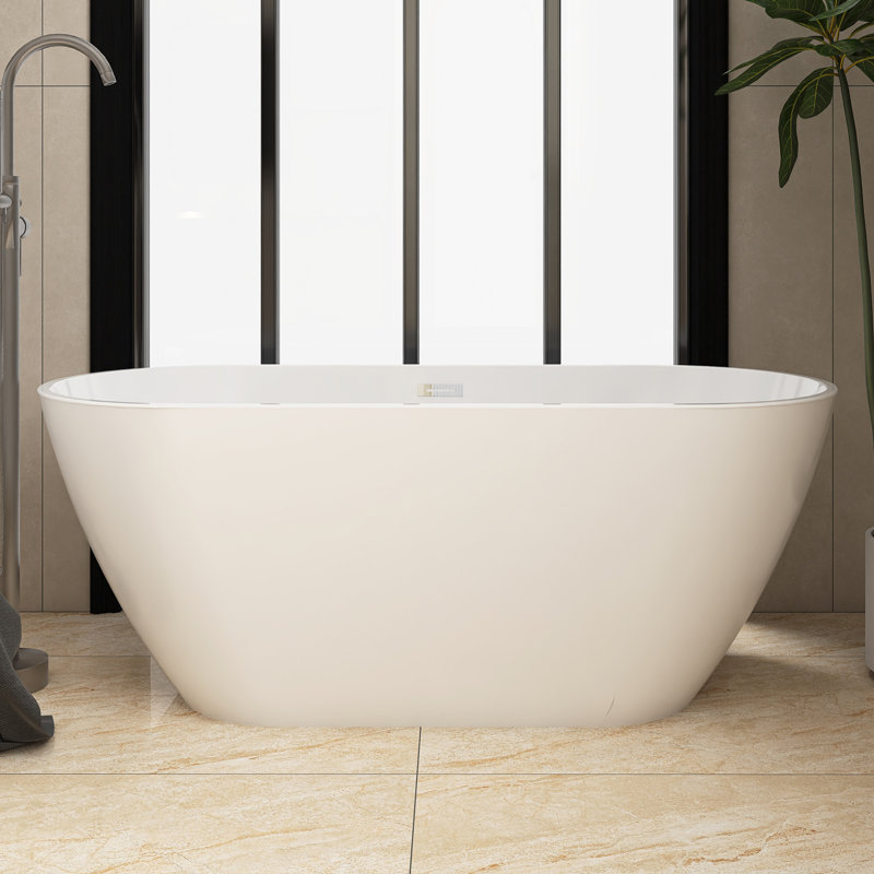 59'' x 28.38'' Freestanding Soaking Acrylic Bathtub