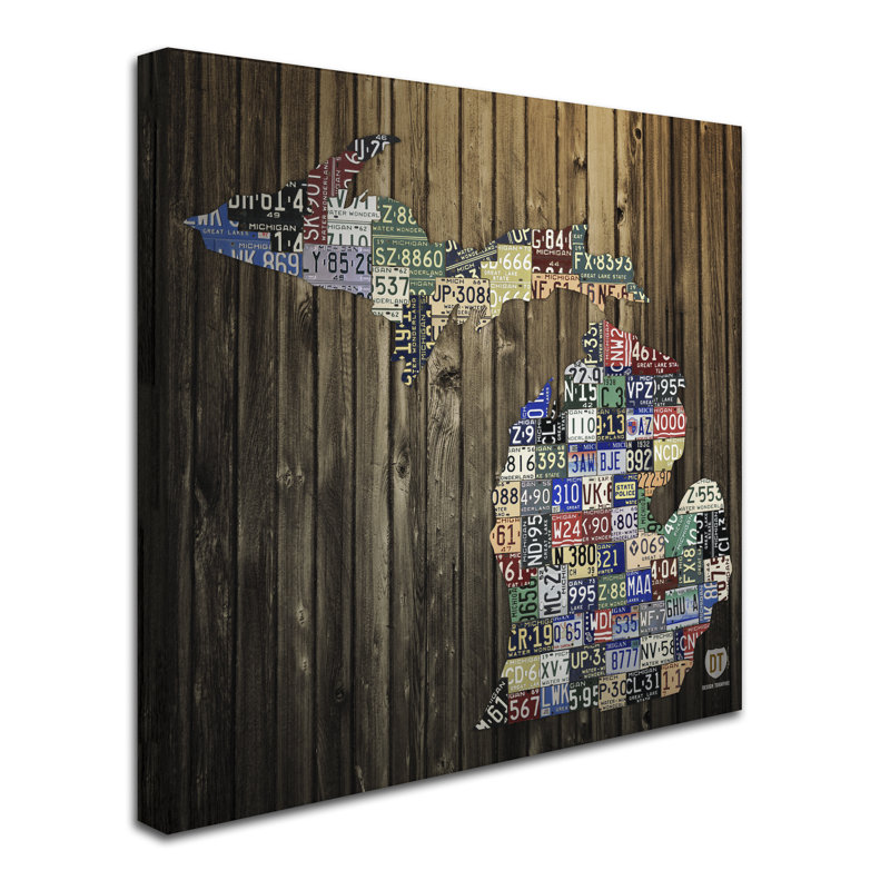 «Michigan Counties Licence Plate Design», impression sur toile, H 18 po x l 18 po x P 2 po