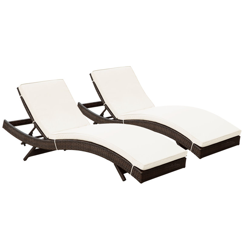 Peer Outdoor Brown Patio Chaise, White