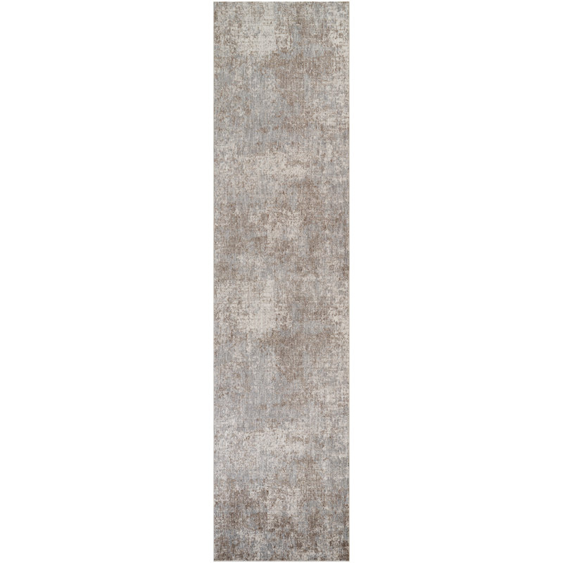 Sealy Easton Modern Abstract Ivory Turkish Area Rug, 3' X 10' with Fringe, Runner 2'6" x 10"