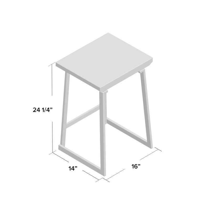 Avenell Counter Stool with Metal Frame, Vintage White/Espresso