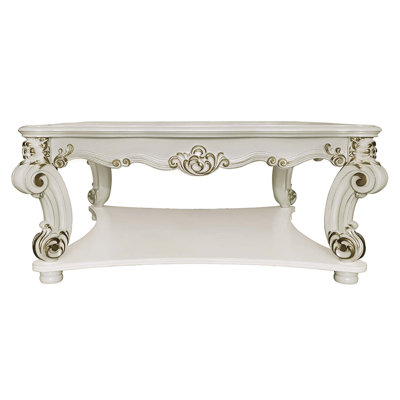 Vendome Square Square Table w/Scrolled Leg, Antique Pearl Finish