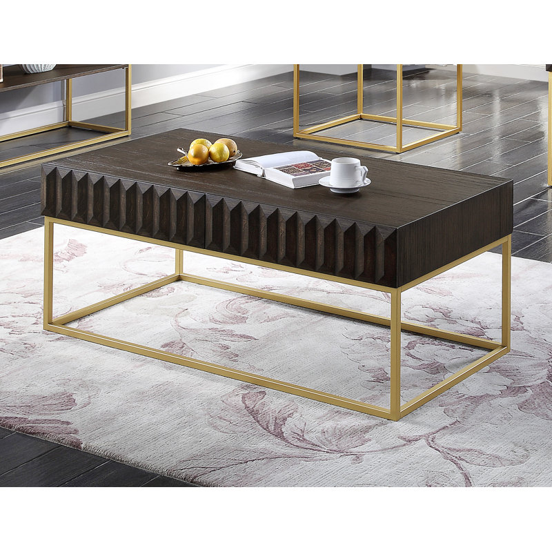 Table basse avec rangement Rodolfo, Noyer