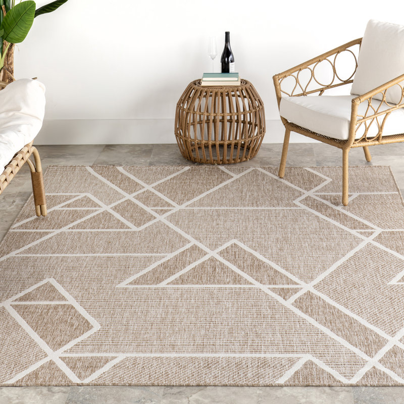 Tapis d'intérieur / extérieur à motif géométrique Bradan, Rectangle 5 pi 3 po x 7 pi 6 po