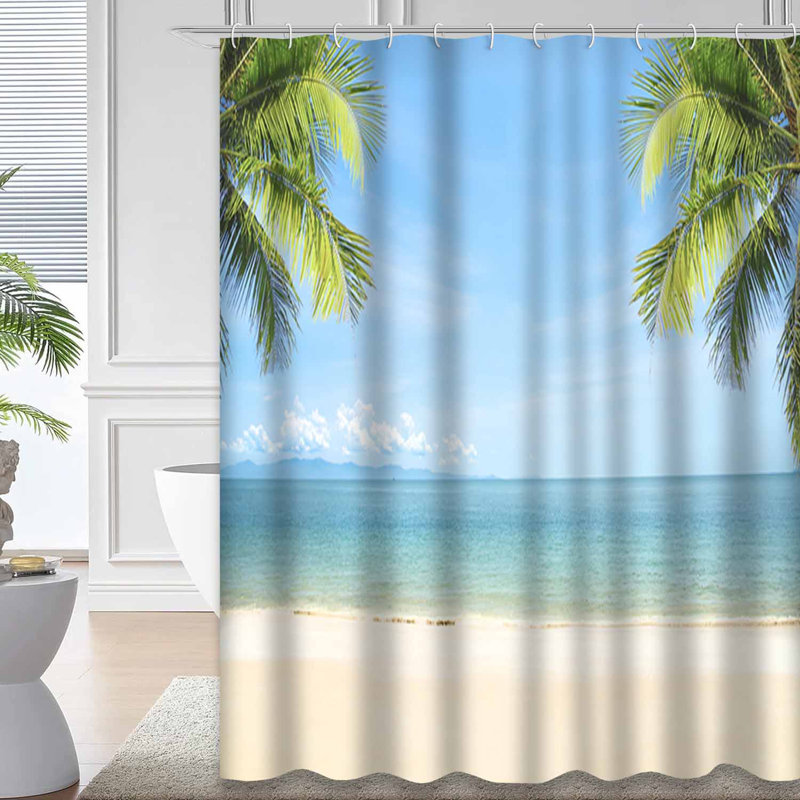 Magnifique rideau de douche avec 12 crochets Tropical Sea Beach, L 72 po x l 78 po