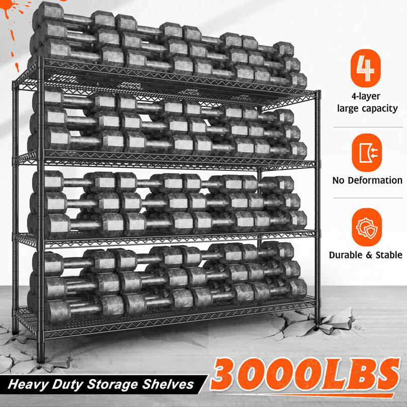 Shynar 60"W Shelving Unit, Heavy-duty Storage Shelves for Kitchen, Adjustable Garage Shelving, 65.3" H x 60" W x 24" D