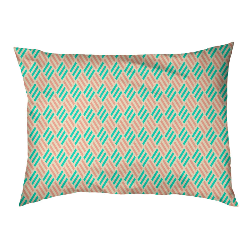 Coussin pour chien à rayures losanges Byrge, Très grand (l 52 po x P 42 po x H 17 po), Bleu sarcelle / orange clair
