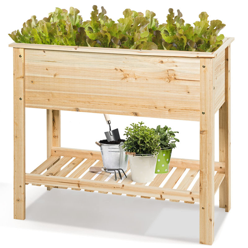 Wood Elevated Planter, 80.5cm H x 91.5cm W x 40.5cm D