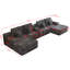 68.5" W Comfy U-shaped 5-Piece Sectional Sofa with 2 Ottomans and Black Plush Corduroy Fabric