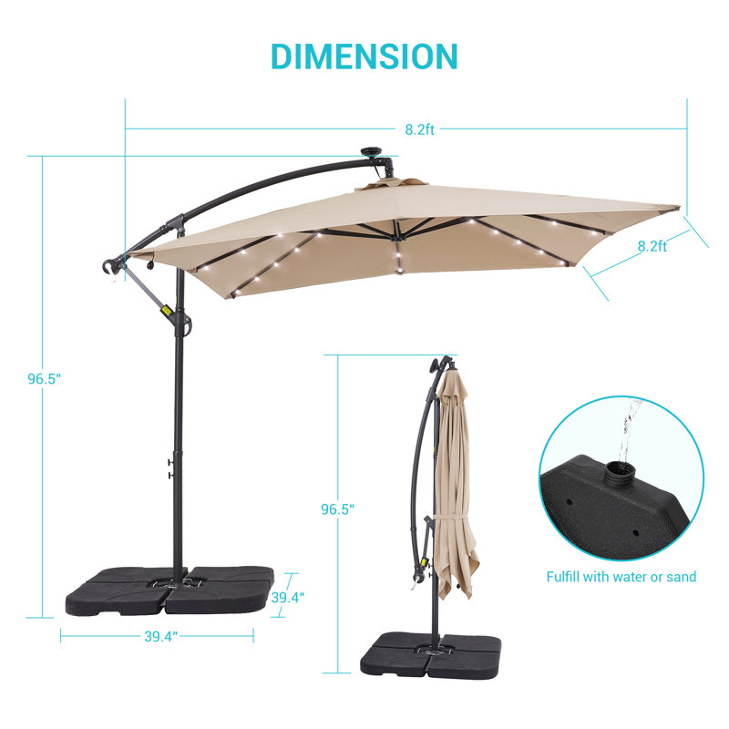 Parasol en porte-à-faux 98,4 po Dannii-Leigh, Sable