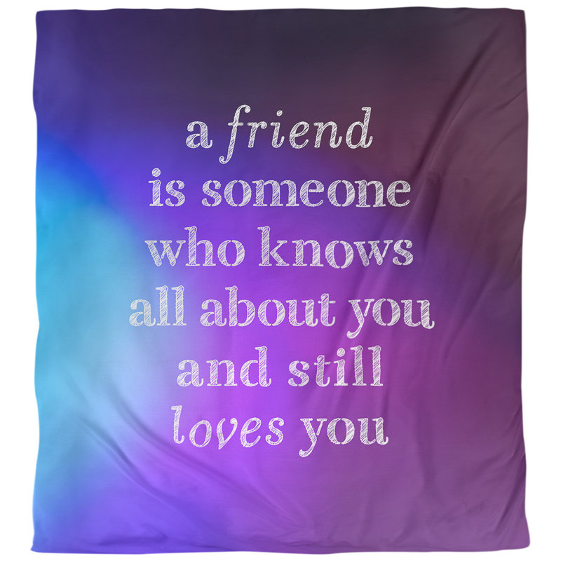 Housse de couette Love and Friendship Quote, Housse de couette pour très grand lit, Bleu / mauve