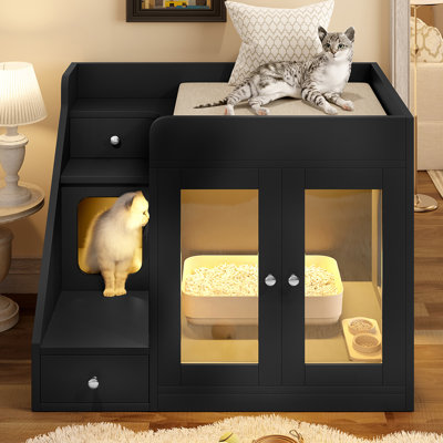 Enceinte de litière pour chat avec lumière