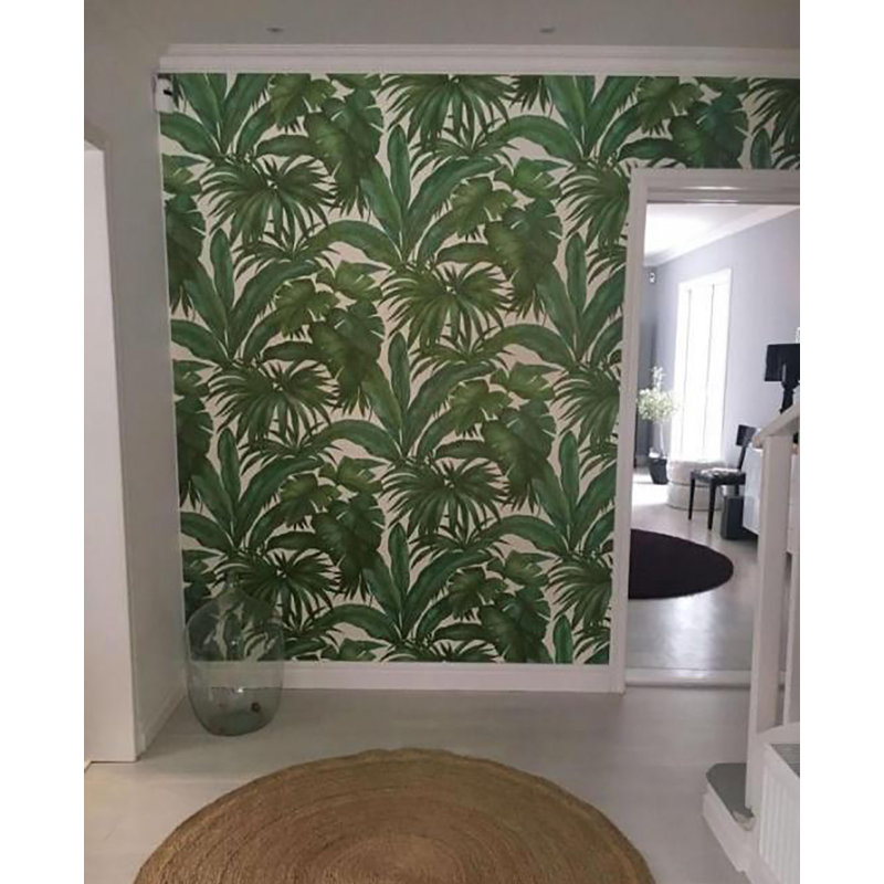 Palm Leaf White Green Wallpaper