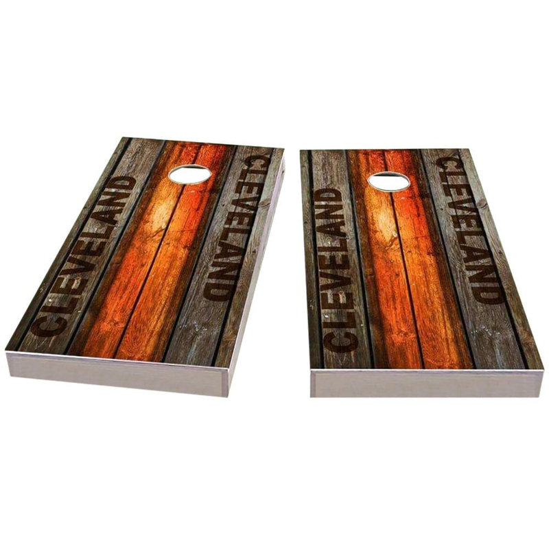 Cleveland Football 2x4 Cornhole Board Set | Includes (2) Boards (8) Bags & Optional Accessories, Add Case & Lights