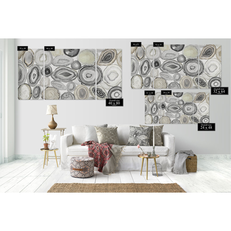 Geodes-ensemble de reproductions d’art sur toile, H 24 po x l 48 po x P 1,5 po
