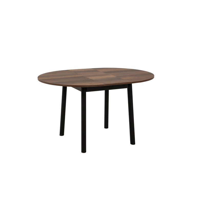 Extendable Dining Table, Walnut & Black, 39.4 x 29.5 x 39.4 inches (Open: 51.6 inches Wide) | 100% Melamine Coated Particle Board, Beech Wood Legs | Modern Design, Perfect for Family Gatherings & Elegant Dining