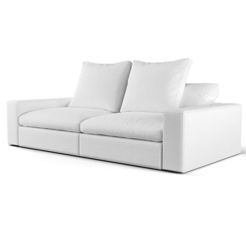 Canapé d'angle modulaire Cloud Puff Performance, Mélange de lin blanc
