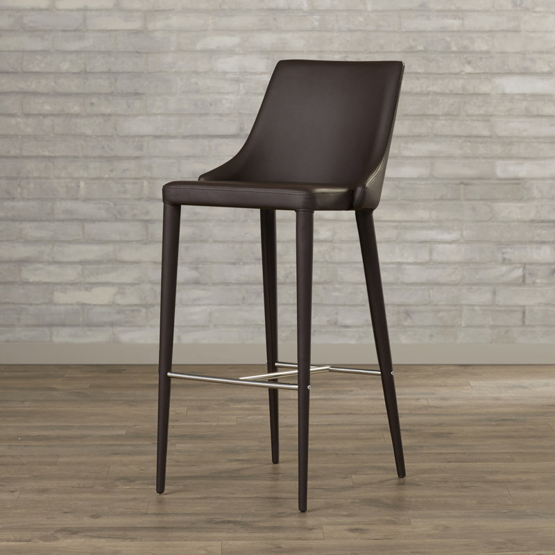 Bohy Upholstered Counter Stool with Metal Frame, Brown