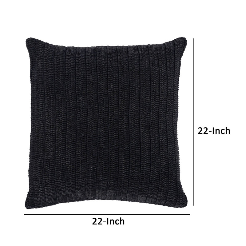 Marcie Square Pillow Cover & Insert, Black