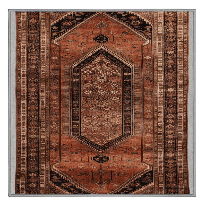 Tapis brun turc lavable à la machine, Carré 5 pi