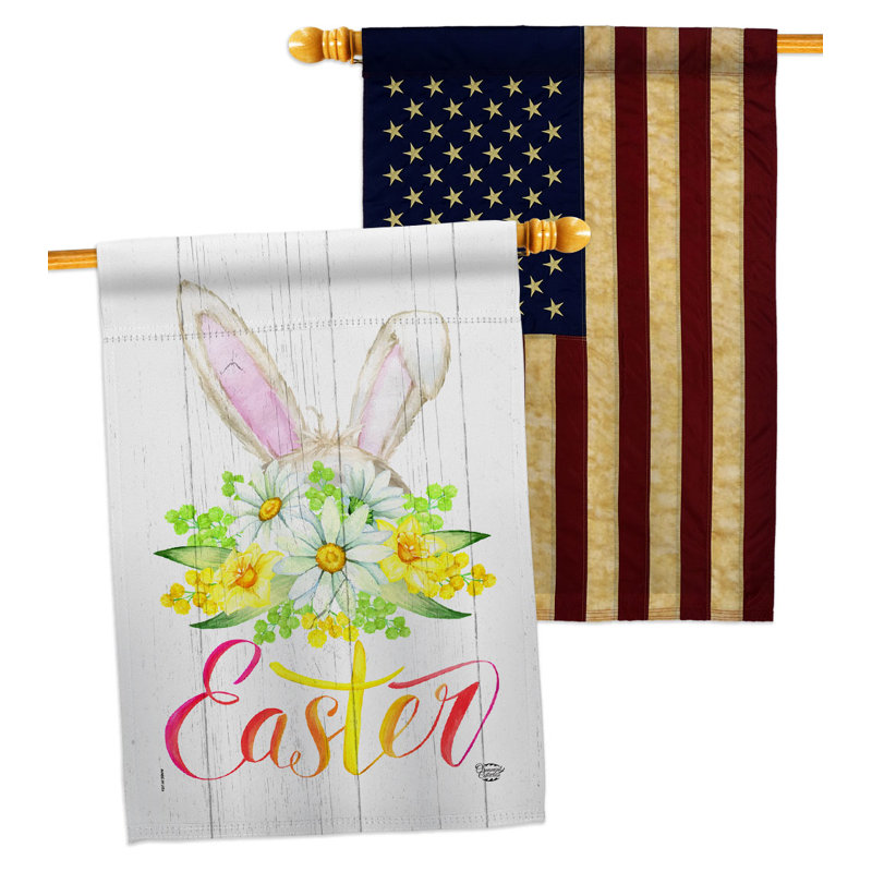 Drapeau de maison floral en polyester à 2 côtés 3 pi 3 po x 2 pi 3 po