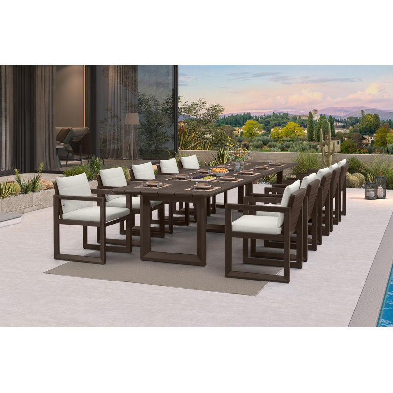  Ensemble de salle à manger d'extérieur pour 10 meubles de patio en aluminium très longs et ensemble de chaises de patio avec coussins épais toutes saisons
