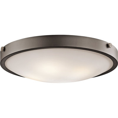 Plafonnier Lytham à 4 lumières, fini bronze vieilli, abat-jour en verre blanc satiné dépoli, 53 cm de largeur
