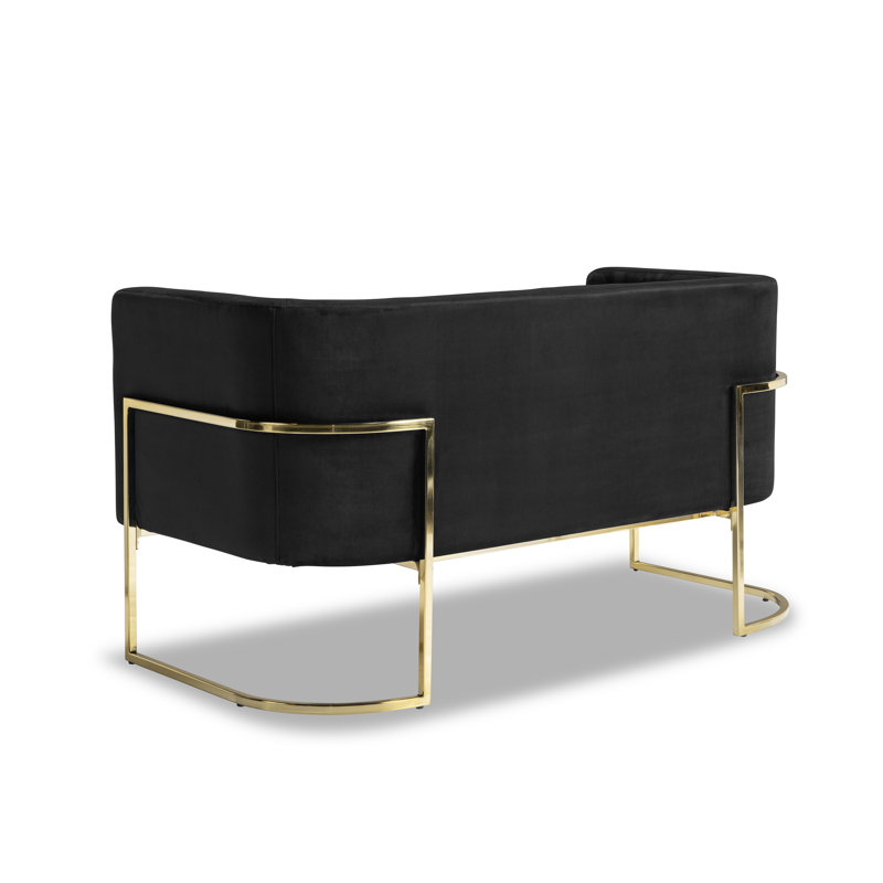 Upholstered 51'' Loveseat, Black Velvet