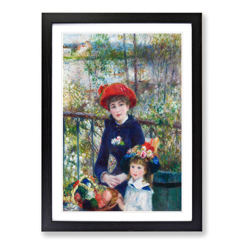 Two Sisters by Pierre-Auguste Renoir - Picture Frame Painting, 65cm H x 48cm W x 2cm D, Black Framed