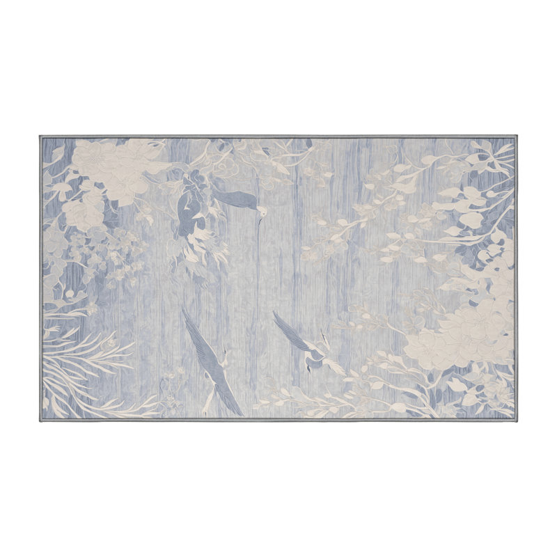 Machine Washable Gray Area Rug, Rectangle 4' x 6'