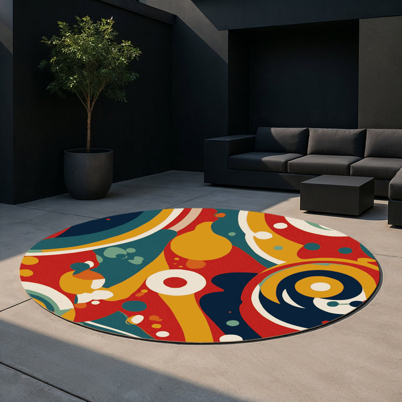 Spirited Stomp Indoor And Outdoor Area Rug, Round 5'