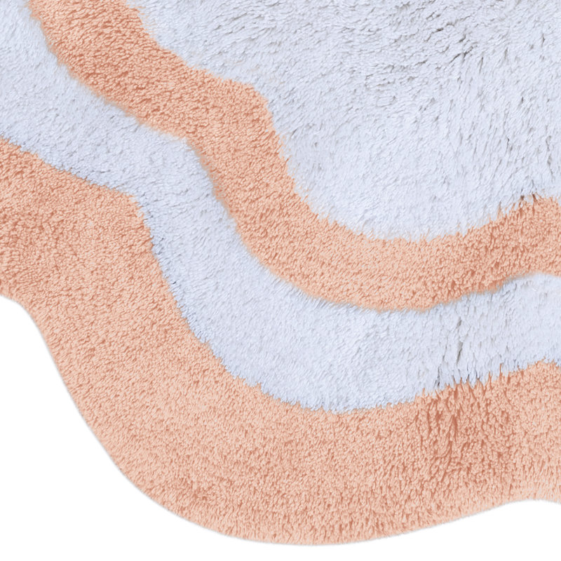 Cotton Non-Slip Bath Mat, Baby Pink/White Center