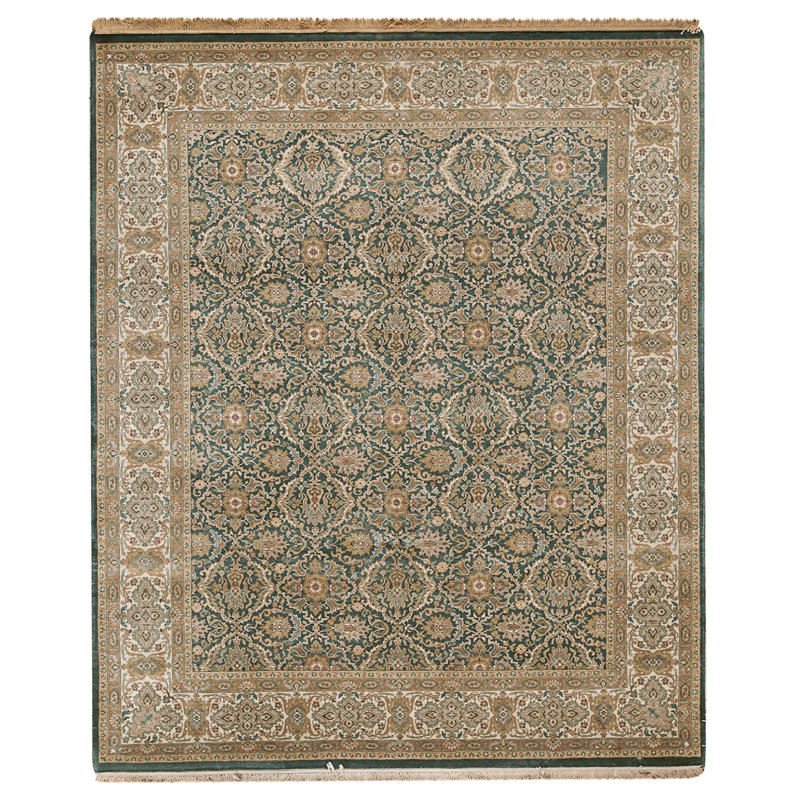 High-Quality Hand-Knotted Green Area Rug