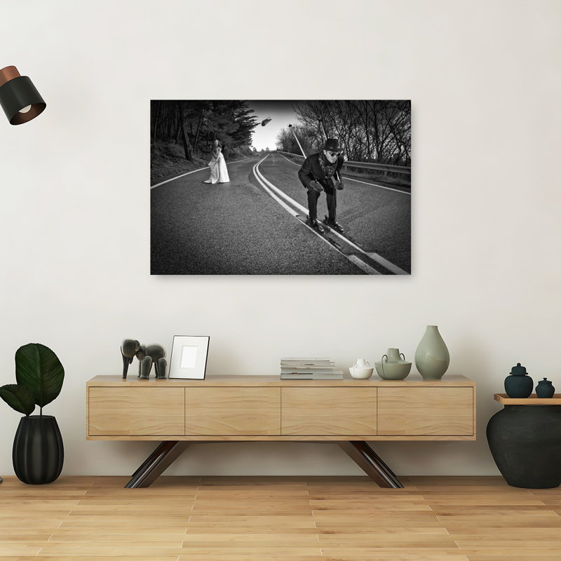 Rencontre onirique sur la route - Élégant paysage forestier abstrait et surréaliste - Affiche murale, 40" H x 60" W