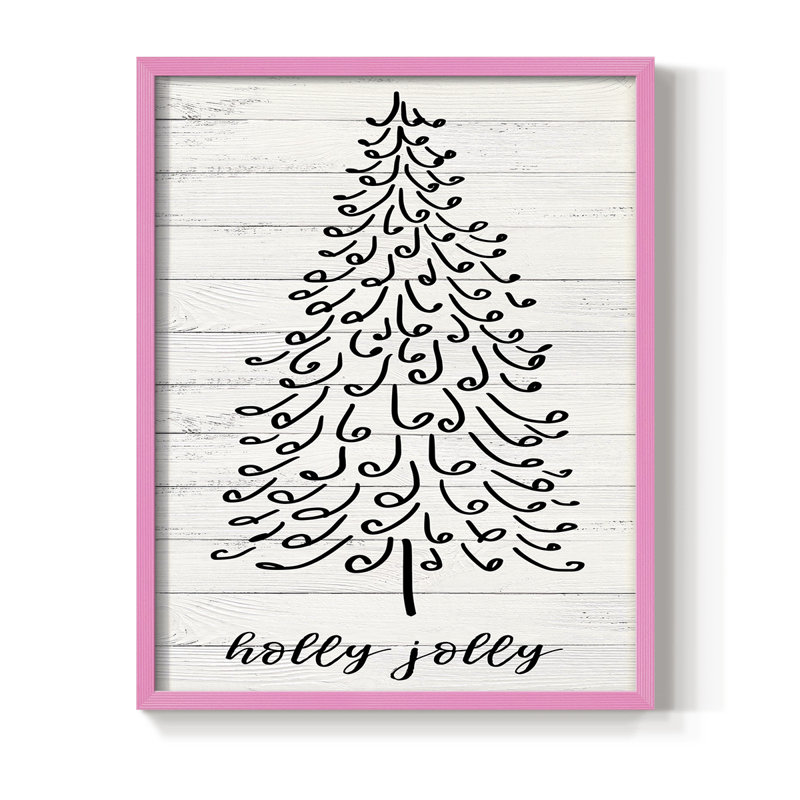Impression encadrée Holly Jolly - bois massif, H 21 po x l 17 po, Rose