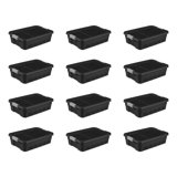Sterilite Rugged Industrial Stackable Storage Tote w/ Lid, Black