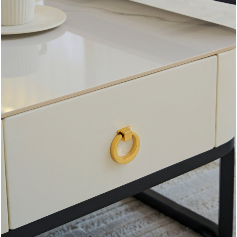 Table gigogne en marbre moderne, ensemble de 2 tables de bout pour salon, tables d'appoint empilables, Noir, noir, noir, noir