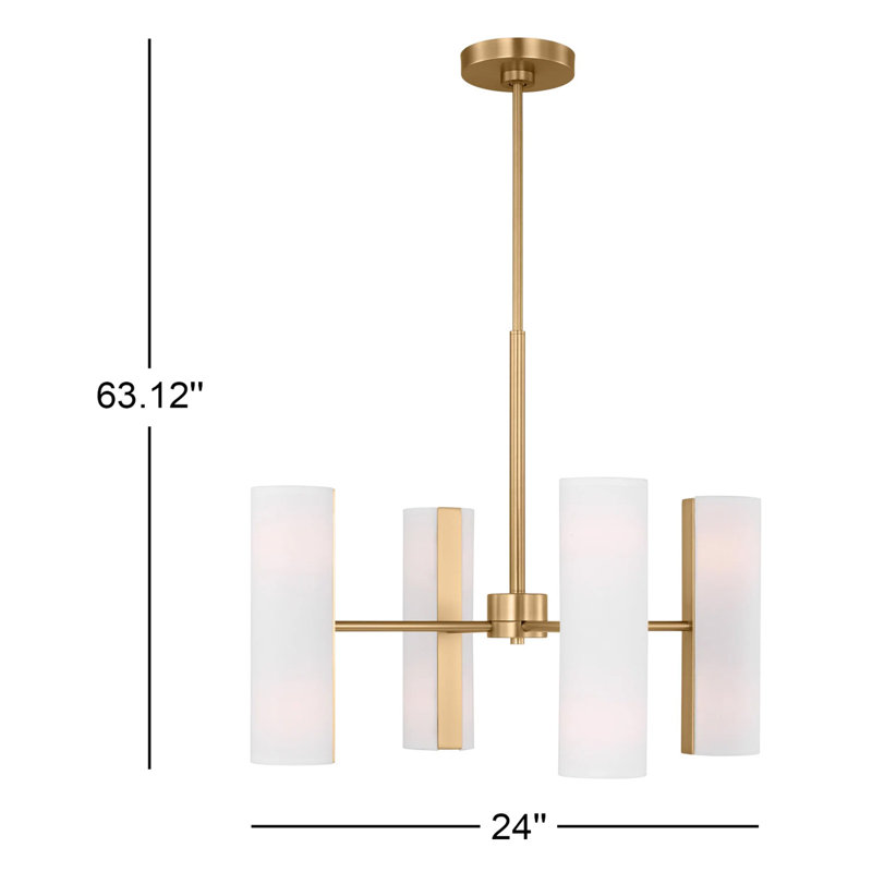 Lustre 8 lumières Capalino, H 19,625 po x l 24 po x P 24 po, Laiton satiné